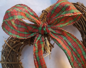 63MM Wired Edge Red & Green Tartan Ribbon Perfect for Bows or Gift wrapping, Decorations