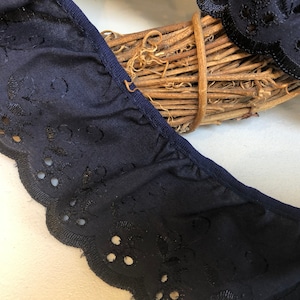 3 METER Marineblau Versammelt Broderie Anglaise Lace Trimmen Ca. 7cms Breite Premium-Qualität