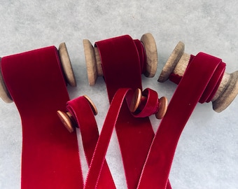 Dark Red Velvet Ribbon, Berisfords Nylon, Sewing, Crafts, Gift Wrapping