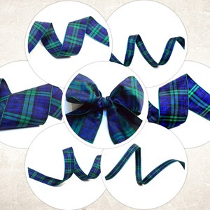 Ruban tartan Berisfords de qualité supérieure, approuvé par l'Ecosse : teinte 9 noir. Longueur et largeur au choix