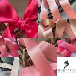 Berisfords Pink Shades Premiumkwaliteit MILIEUVRIENDELIJK GERECYCLEERD dubbelzijdig satijnlint.  Kies 'Lengte en breedte' made in the Uk