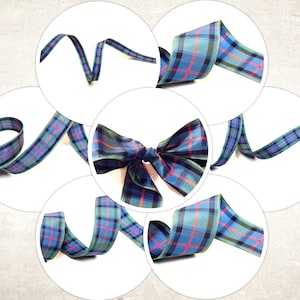 Ruban tartan Berisfords de qualité supérieure, approuvé par l'Écosse, teinte 16, fleur d'Écosse. Longueur et largeur au choix