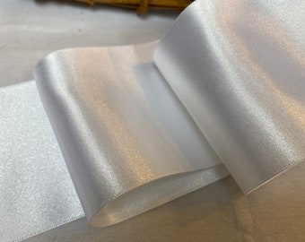 Berisfords premium Quality ECO FRIENDLY RECYCLED Extra Wide 70MM Shade 1 White Double Faced Satin Ribbon. Made in the Uk.