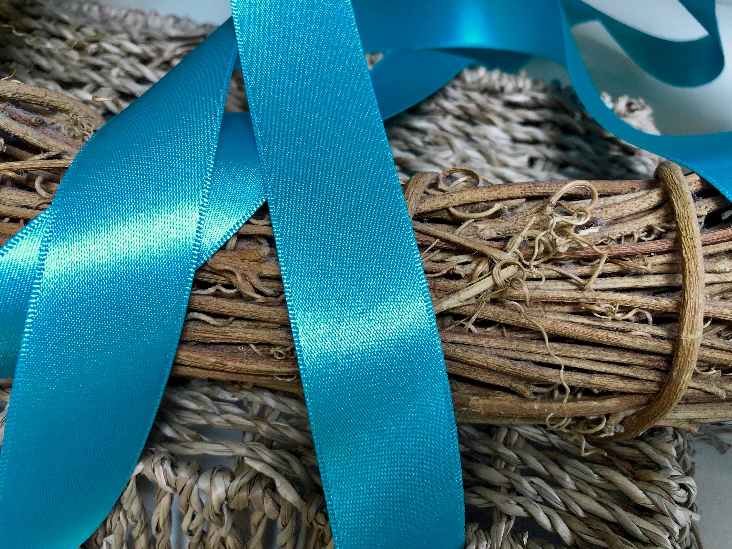 Berisfords Shade 4 Peacock [bright turquoise] Double Faced Satin Ribbon. Choose Length & Width Premium Quality ECO FRIENDLY RECYCLED