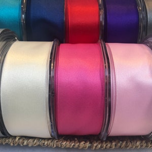 38mm Premium Double Faced Wired Edge Satin ribbon Choice of Colours Perfect For Bows & Gift Wrapping