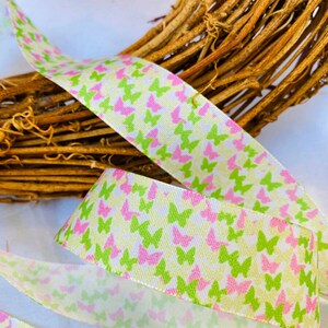 Cinta de mariposas de Berisfords de 25 mm de ancho, perfecta para manualidades de primavera y verano, regalos especiales