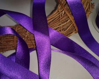 Berisfords premium Quality Shade 19 Purple Double Faced Satin Ribbon. ECO FRIENDLY. RECYCLED.Choose Length & Width. Made in the Uk