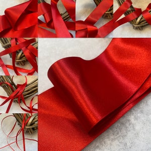 Berisfords premium Quality ECO FRIENDLY RECYCLED Shade 15 Red Double Faced Satin Ribbon. Choose Length & Width. Made in the Uk