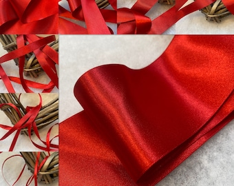 Berisfords premium Quality ECO FRIENDLY RECYCLED Shade 15 Red Double Faced Satin Ribbon. Choose Length & Width. Made in the Uk