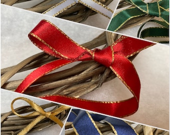 Berisfords Gold Edge Satin Ribbon 3mm 7mm 15mm or 25mm Widths available in a  Choice of Shades & Length. Ideal for Crafts, Gift wrapping