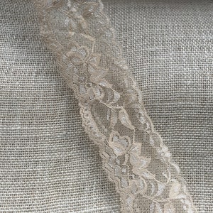 Skin Tone Ecru Stretch Lace Flat Trim 55mm Width Pretty Floral Design Perfect for Trimming Lingerie and all  of Craft and Sewing Projects