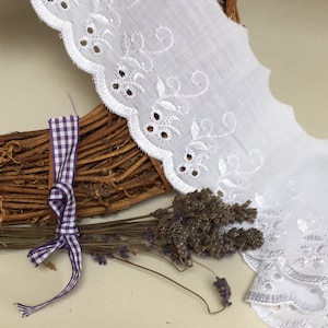 Bordure en dentelle anglaise plate blanche de qualité supérieure, largeur 3 pouces/75 mm, parfaite pour toutes les coutures et travaux manuels