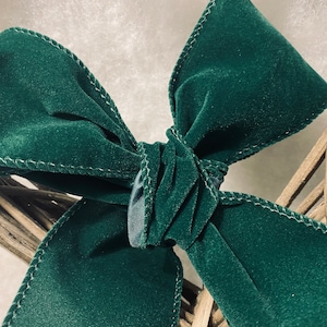 Fita de veludo com borda de arame de luxo de 60 mm, verde escuro, perfeita para laços, embrulhos de presentes, projetos decorativos, rolo de 10 metros, OFERTA ESPECIAL