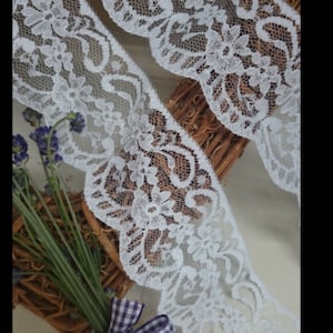 Weiß Nottingham Wohnung Spitze Besatz 6 cm Breite Hübsches Blumenmuster