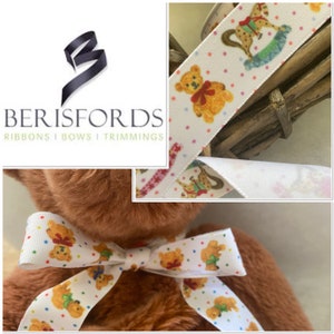 Collection de jouets Berisfords en ruban, gros grain, ours en peluche au choix parmi 4 modèles amusants, parfaits pour les chambres d'enfants, les baby showers et les emballages cadeaux