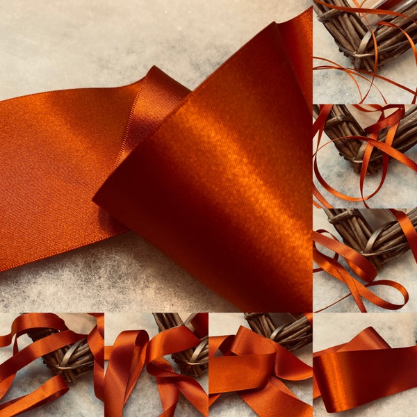 Berisfords premium Quality Shade 55 Rust Double Faced Satin Ribbon. ECO FRIENDLY. RECYCLED. Choose Length & Width.Made in the Uk