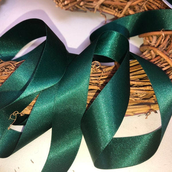 Berisfords premium Quality ECO FRIENDLY RECYCLED Shade 969 Forest Green Double Faced Satin Ribbon. Choose Length & Width.Made in the Uk.