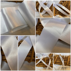 SPECIALE AANBIEDING Berisfords premium Quality Shade 1 wit dubbelzijdig satijnen lint. Rol van 20 meter