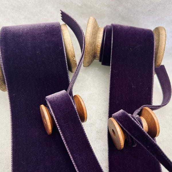Deep Purple Nylon Velvet Ribbon, Berisfords Luxury Ribbon