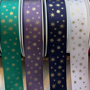 OP=OP Berisfords 25 mm glinsterende metallic ster grosgrain lint Keuze uit 6 tinten. Naaien, knutselen, decoreren, cadeauverpakking