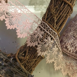 Stunning 55mm/2.25" Rose Gold Guipure Lace Trimming. Sewing, Costumes, Crafts. Choice of Lengths