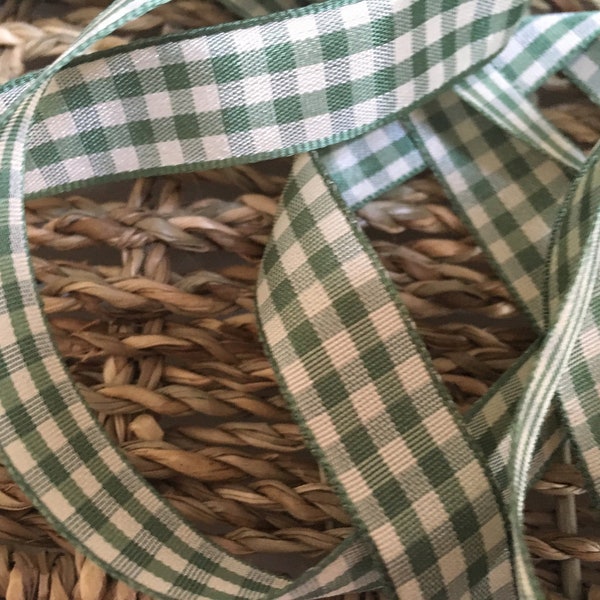 Berisfords Natural Gingham Check Ribbon 10, 15, 25 widths. Choice of 3 Colours. Short lengths or Full Rolls