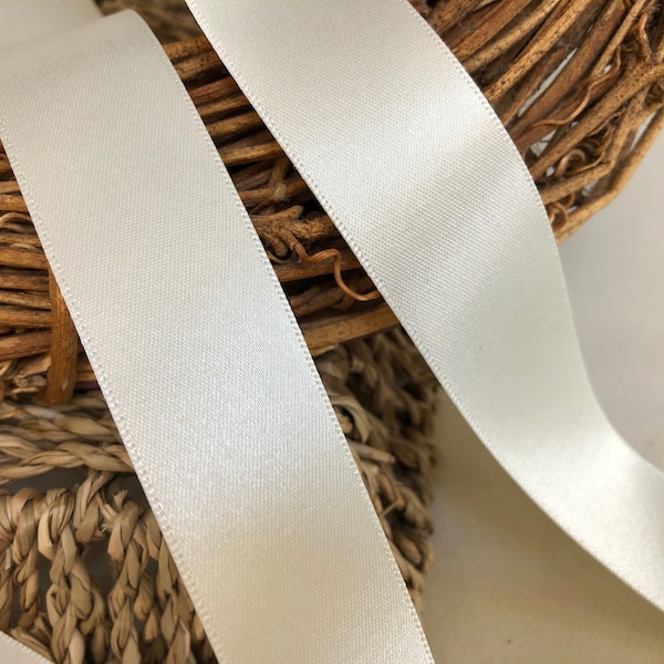 Berisfords premium Quality ECO FRIENDLY RECYCLED Shade 419 Bridal White Double Faced Satin Ribbon. Choose Length & Width. Made in the Uk.