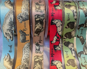 ABEND Berisfords Farm Yard Tier Country Chic 25 mm doppeltes Satinband. Auswahl an Farben und Designs