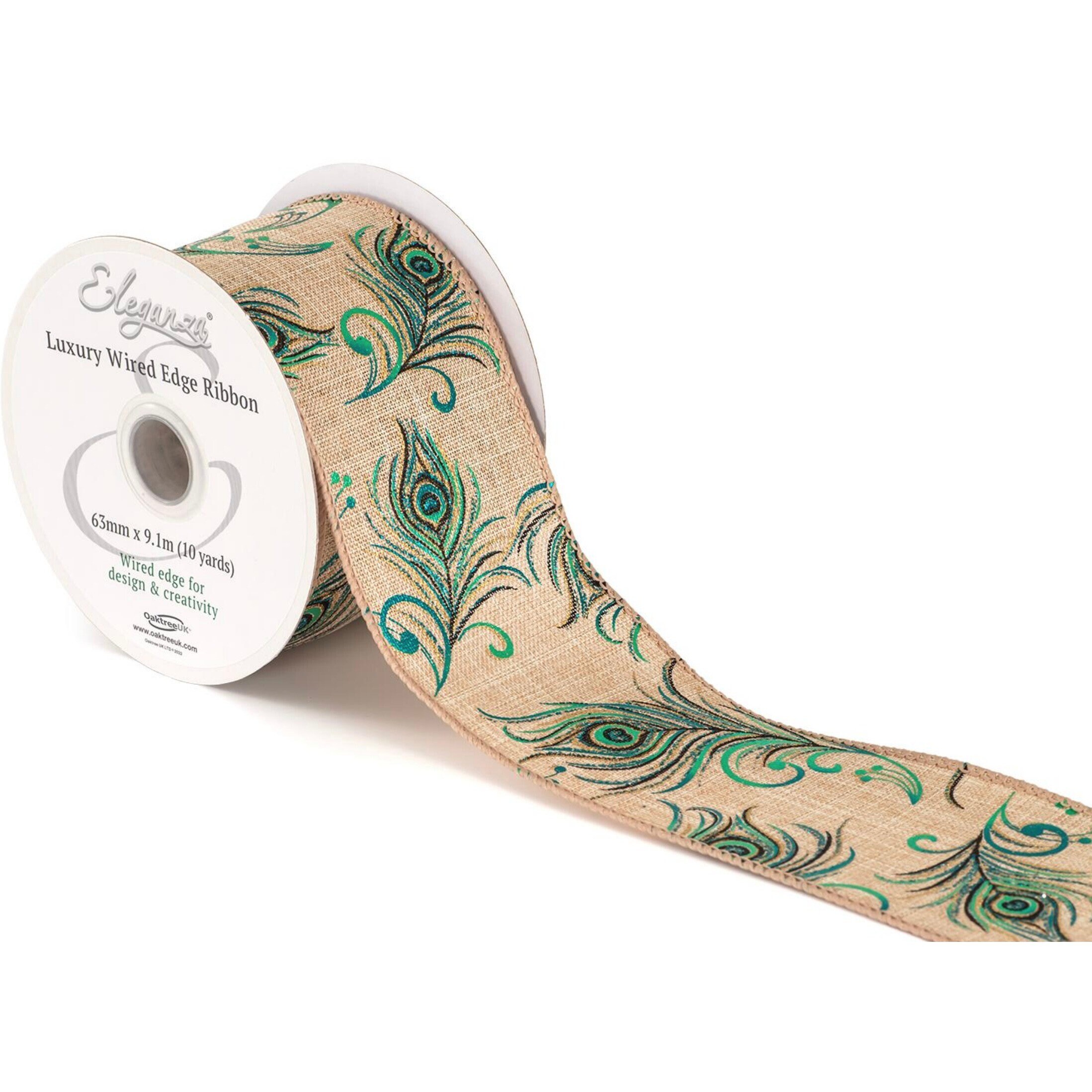 Luxury Wired Ribbon: Festive Robin - 63mm Luxury Wired Ribbon: Festive Robin - 63mm