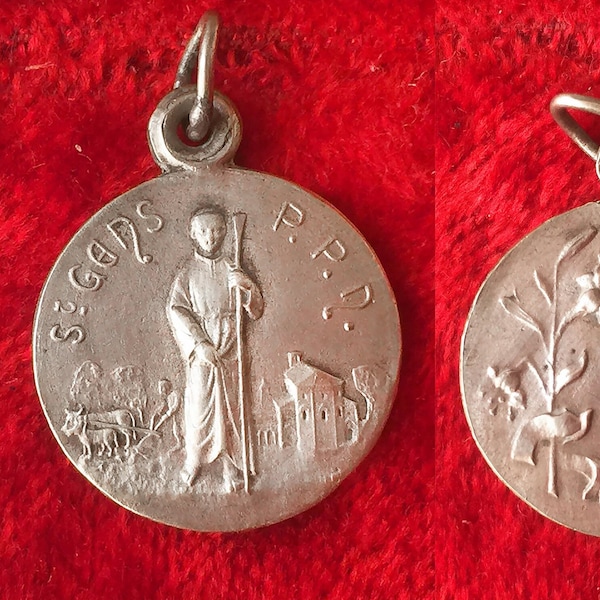 Rare Vintage french Saint Gens religious medal, catholic antique pendant 1890s of St Gens, Provence Saint, religious gift, collection