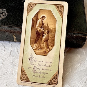 Vintage französische Jesus religiöse Karte Kommunion, antike katholische heilige Karte, Heilige Kommunionkarte, Massenbuchkarte, Messbuchkartensammlung