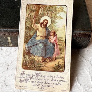 Image pieuse Jésus ancien français catholique 1910s, carte prière vintage Jésus dévotion, carte missel bible collection, cadeau communion