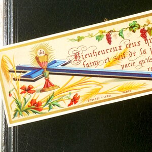 Image pieuse Jésus ancien français catholique, carte religieuse prière Jésus Béatitudes, carte missel bible cadeau collection