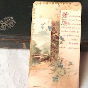 Image pieuse ancien français catholique bénédictions, carte prière vintage 1900s, carte communion vintage, carte missel collection
