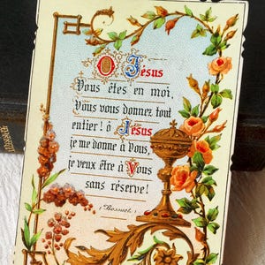 Image pieuse missel ancien français catholique, carte religieuse catholique, communion vintage 1907, prière Jésus par Bossuet, collection