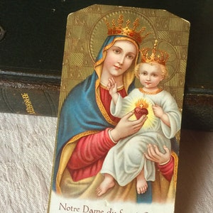 Vintage french Virgin Mary religious card 1910s, catholic prayer card Mary & Infant Jesus holy card, missal card collection gift