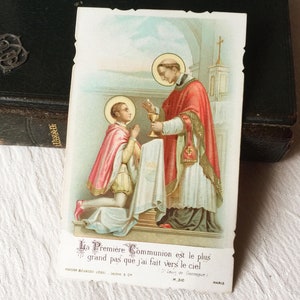 Image pieuse Saint catholique vintage française, Louis de Gonzague carte religieuse ancienne, carte communion 1922, cadeau collection