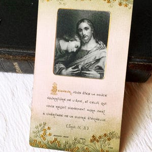 Image pieuse Jésus communion ancien français, carte religieuse vintage 1910, Souvenir communion,  carte missel collection