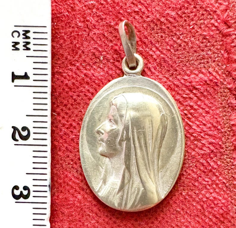 Antique French Virgin Mary Medal, Catholic Brass Pendant Our Lady of ...