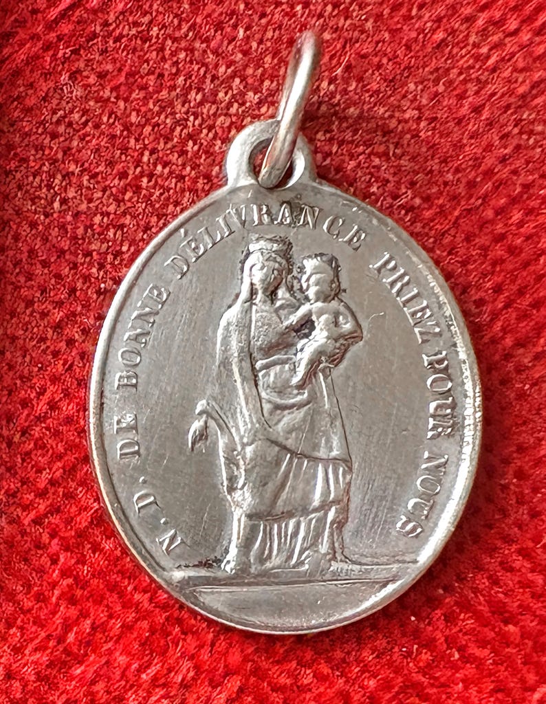 Antique French Virgin Mary Medal 1890s, Rare Catholic Pendant Our Lady ...