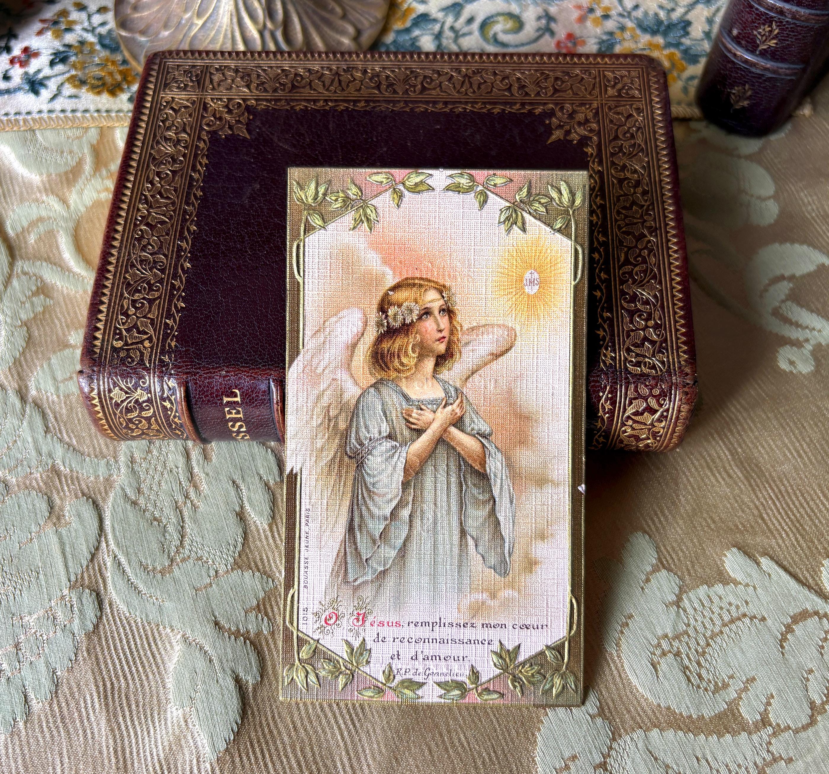 Antique French Holy Card Angel Communion, Original Chromo Lithograph ...