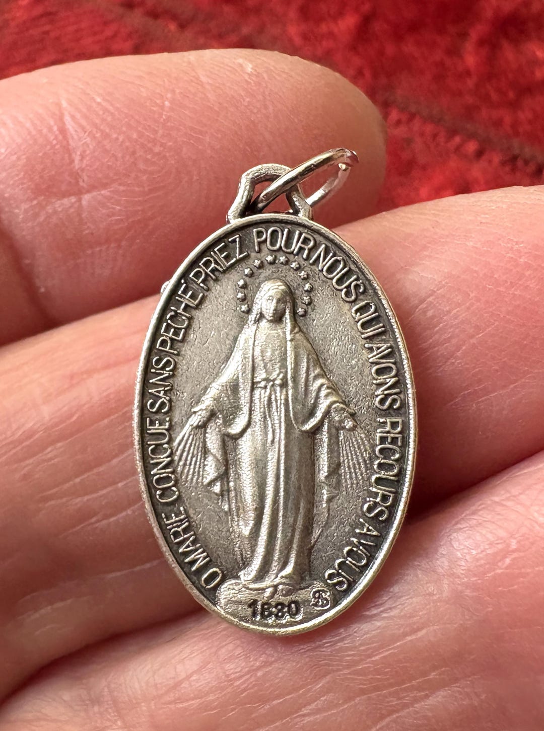 Vintage French Miraculous Medal, Our Lady of Graces Catholic Pendant ...