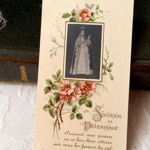 Cartolina cattolica francese d'epoca, cartolina religiosa di Maria, Nostra Signora di Fourvière, immagine della preghiera della Vergine Maria, immagine sacra antica, cartolina regalo del libro della messa