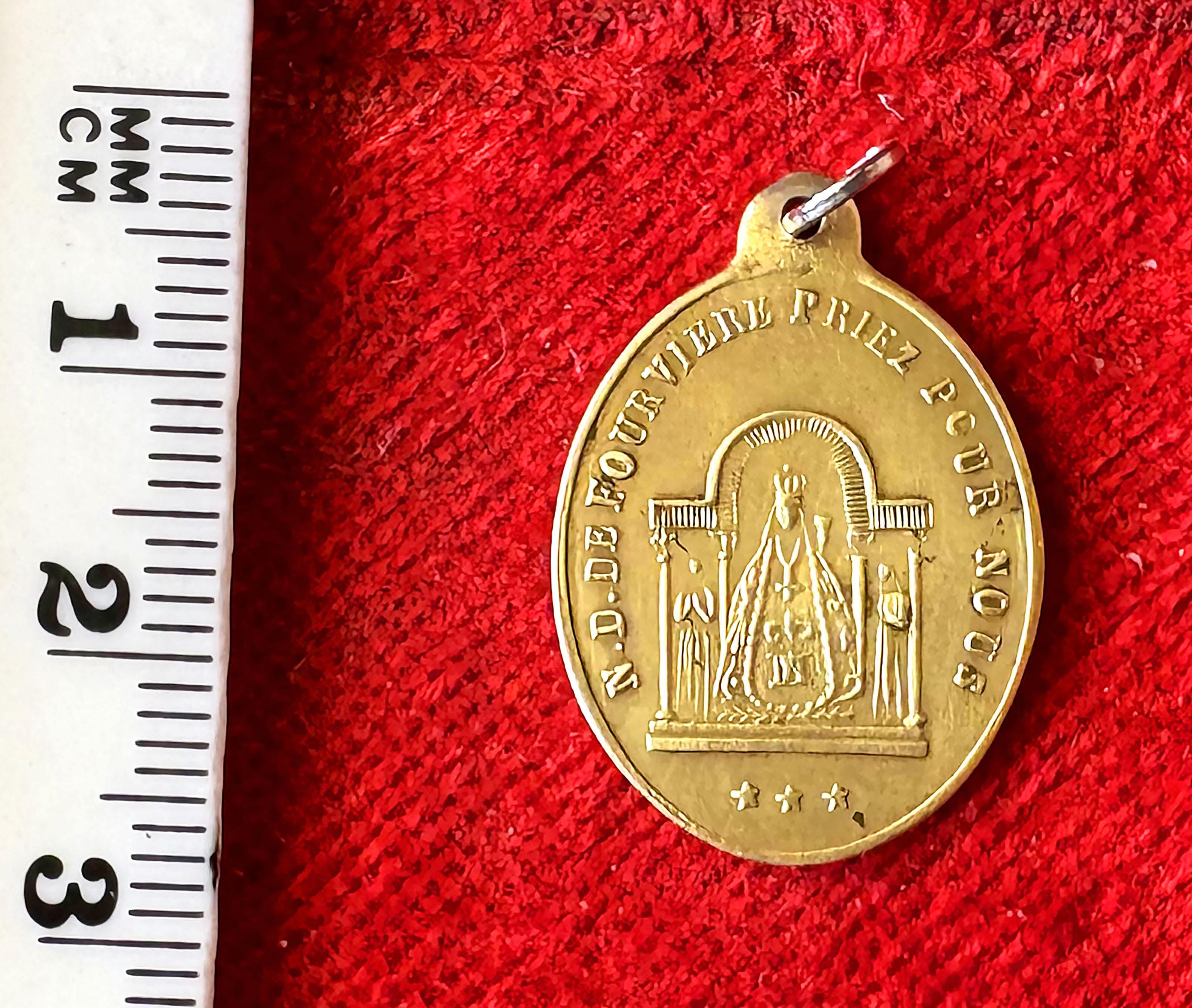 Antique French Virgin Mary Medal 1890s, Rare Catholic Brass Pendant Our ...