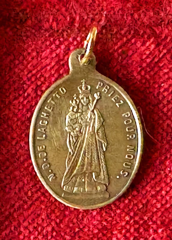 Antique French Brass Virgin Mary Medal, Our Lady of L… - Gem