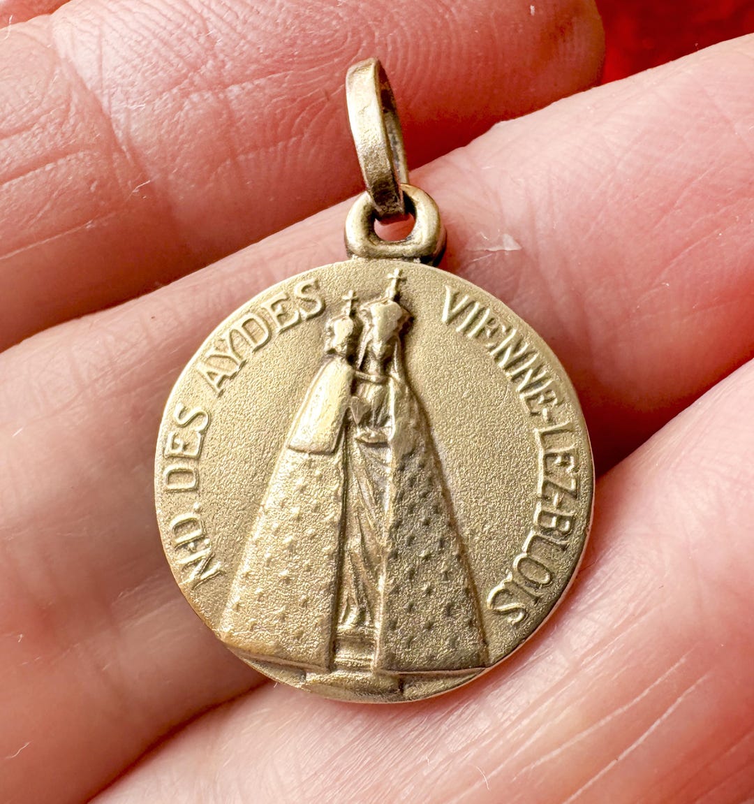 Rare Antique French Virgin Mary Medal, Catholic Brass Pendant Our Lady ...