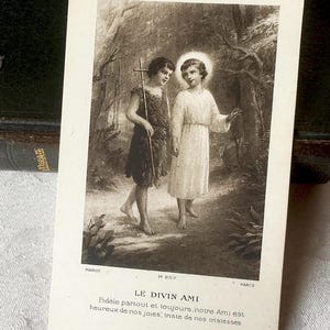 Image pieuse Jésus Enfant vintage français "le Divin ami", carte religieuse catholique Jésus, carte missel collection cadeau