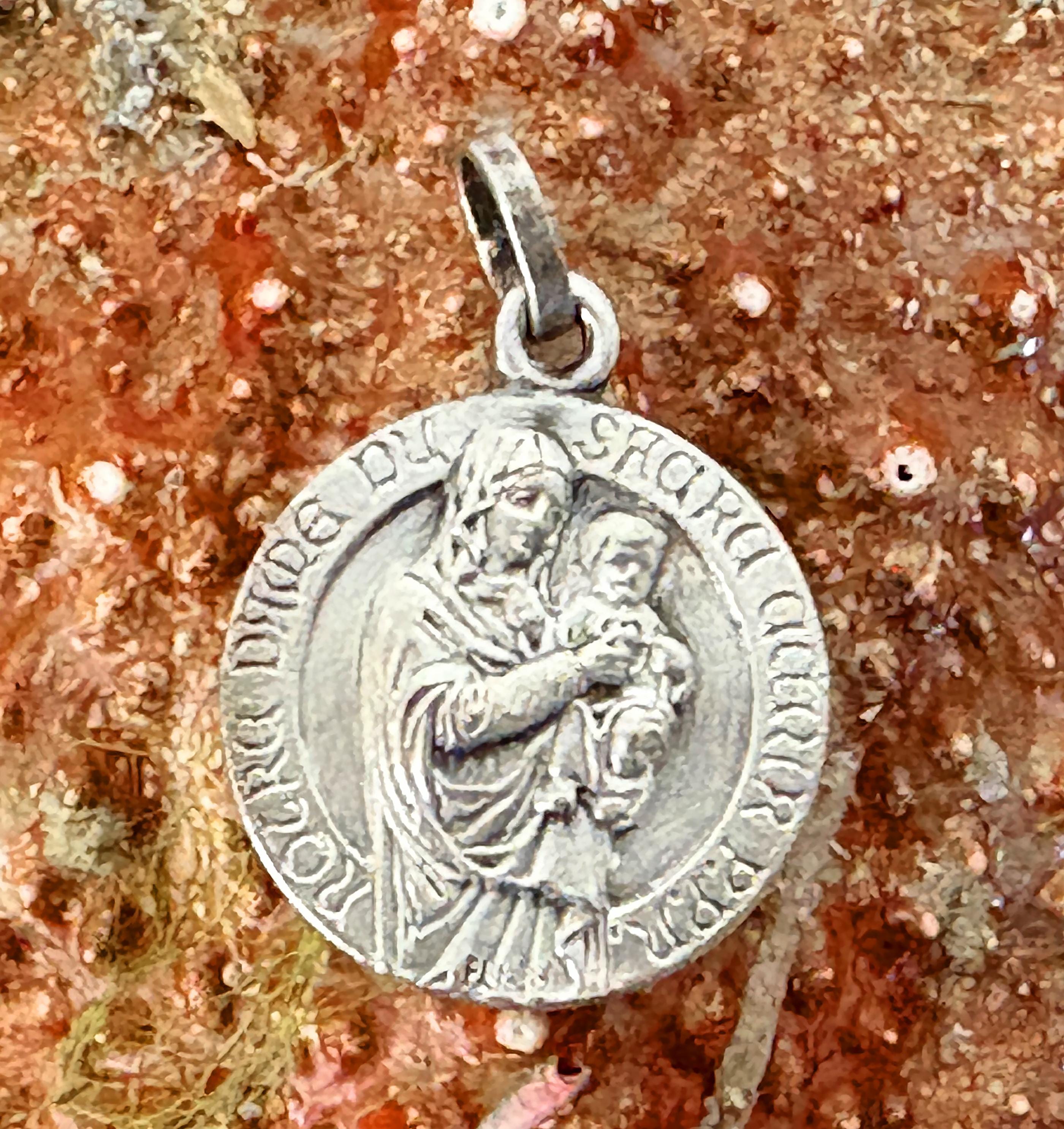 Vintage French Virgin Mary Medal PENIN Signed, Our Lady of Sacred Heart ...