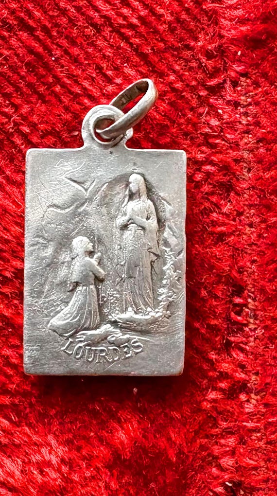 Antique French Virgin Mary Art Deco Medal Our Lady of… - Gem