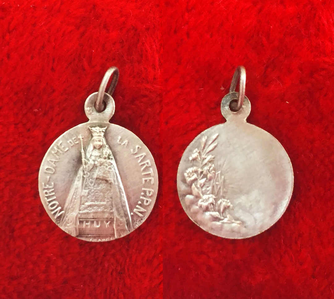 Vintage French Virgin Mary Catholic Medal, Pendant of Mother Mary Our ...